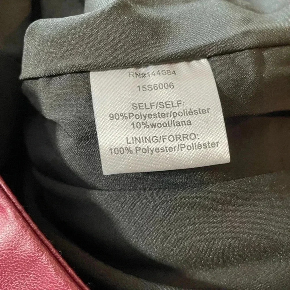 Blush Noir Size S Mini Skirt Faux Leather Burgundy Trim Gray Wool Blend NEW FLAW - Picture 4 of 12